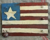 Vintage Upcycled Rustic Folk Art Flag