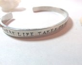 No matter where life takes us, we will always be sisters Silver Toned Hand Stamped Bracelet (N2013H)