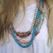 Memorial Sale Eco artisan NECKLACE, infinity, recycled neckties, multi textures, patchwork, funky,urban, accessories,saturated  mix by Zasr