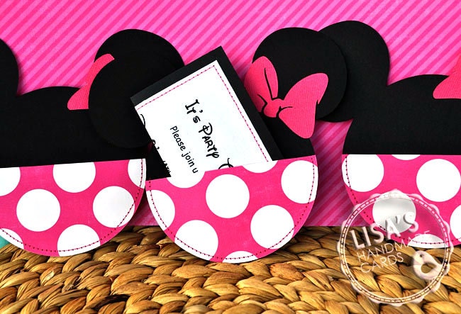 Hot Pink Minnie Mouse Birthday Invitations Handmade by Lisa
