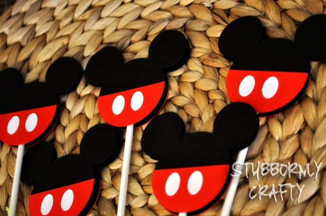 Mickey Mouse Cupcake Toppers, Handmade by Lisa