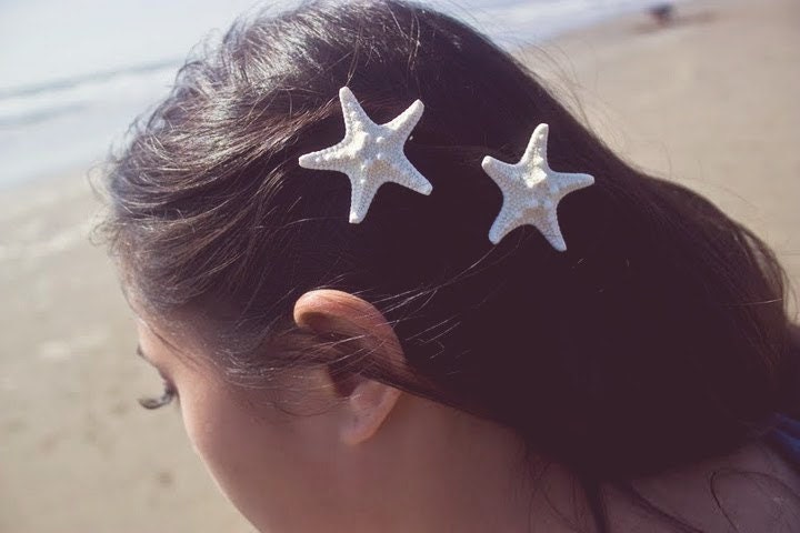 Starfish Hair Clips - White Starfish Barrettes Mermaid Starfish Hair Accessories Beach Boho Cute Adorable Elegant Romantic Whimsical Dreamy