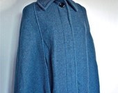 Vintage 1960s Wool Cape Medium Blue Grey Mod