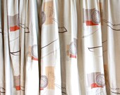 Large Stunning 1950s Bark Cloth Curtain Panel // Abstract  // Novelty Print
