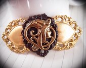 Athena-- Mythological goddess Victorian royal style aged brass hair barrette