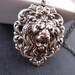 Narnia--Large antique silver brass 3D effect lion head necklace