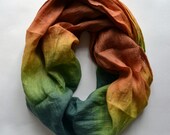 Hand Dyed Linen Scarf - Oversized Linen Scarf - Spring Fashion - Green Linen Shawl - Summer