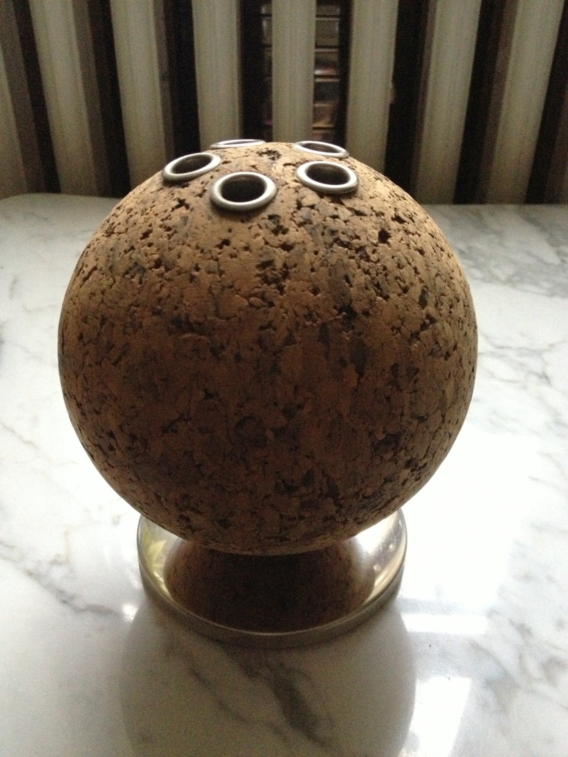 Atomic Sputnik Cork Ball and Stainless Steel Pencil or Pen Holder