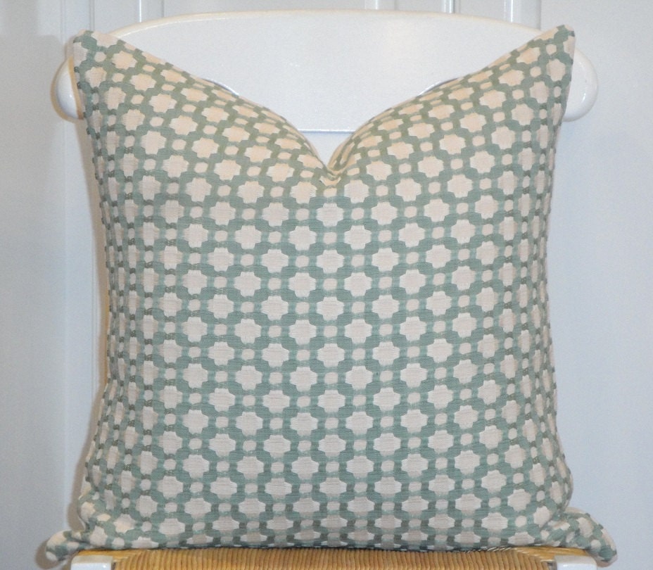 Schumacher - Betwixt in Water - 20 x 20 - Decorative Pillow Cover -  Accent Pillow - Throw Pillow - Geometric - Lattice - Blue