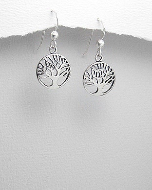 Solid sterling silver little cut-out Tree of Life earrings
