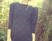 Black Bodycon Minidress with Gold Studs