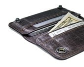 RETROMODERN aged leather iPhone wallet - - ESPRESSO