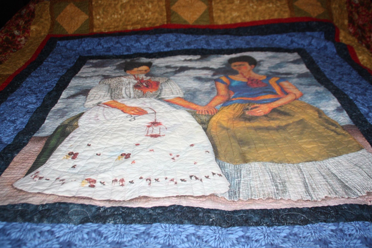 Queen Size Quilt featuring Two Fridas for Broken Column avilable to Custom Order