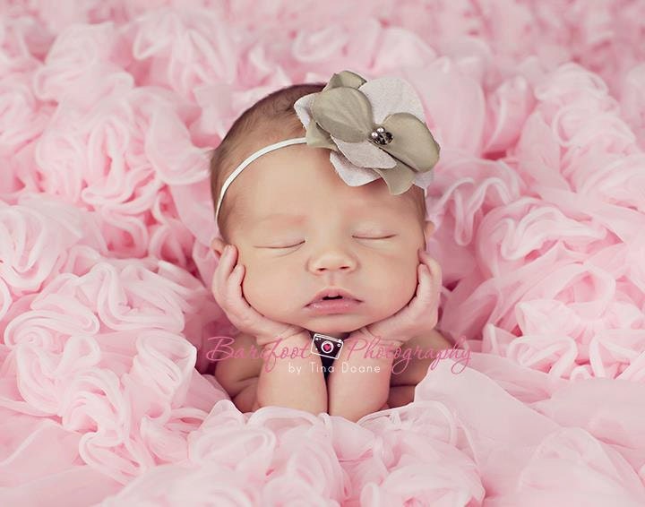 Baby head bands, Newborn Headband, Vintage Headband, Girl Headband, Green Antique Flower