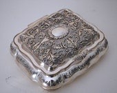 Vintage Godinger Silver Plated Ornate Jewelry Box, Red Velvet Interior