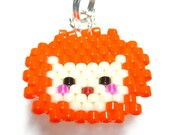Beaded Lion Charm , Lion Necklace Pendant, Cute Animal Jewelry