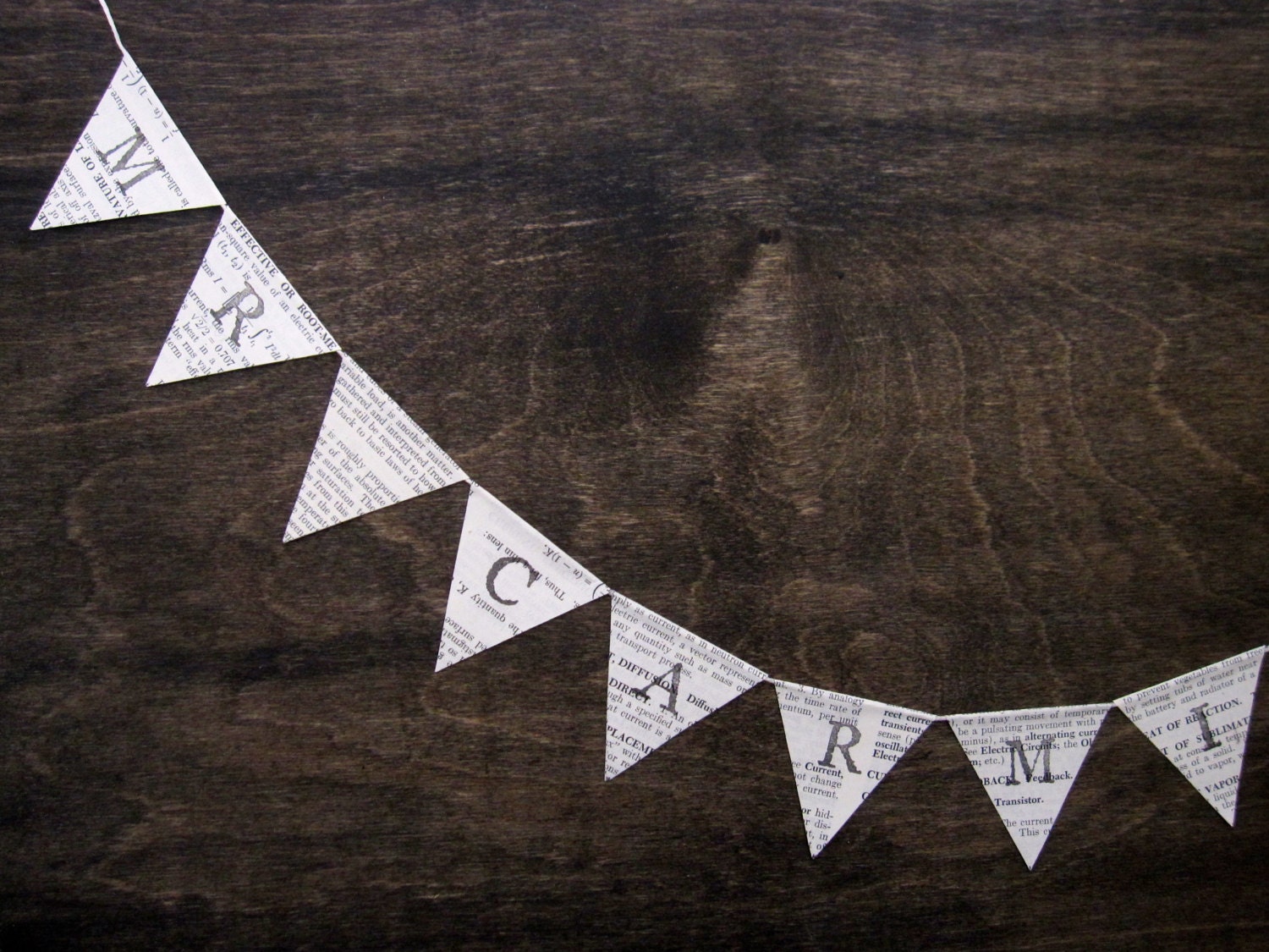 Personalized Science Teacher Gift - Banner Made from Van Nostrand's Scientific Encyclopedia Paper
