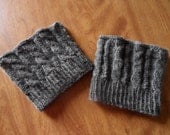 Hand Knit Boot Cuffs - Charcoal Gray Cable Pattern - S/M