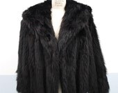 50s Black Cropped Fur Coat
