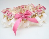 Wedding Garter -  Metallic and Pink Bridal Garter - Discount Clearance Sale