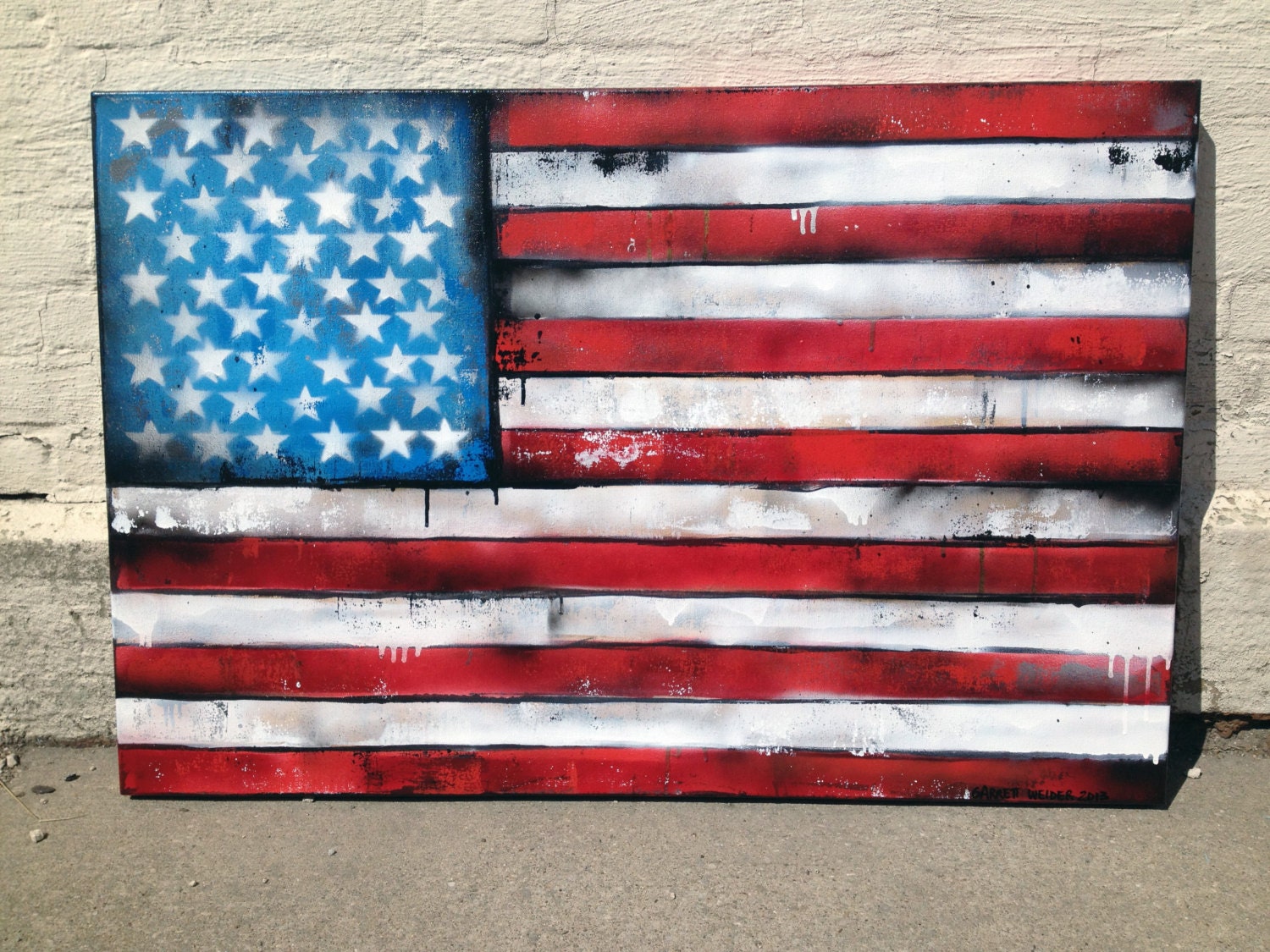 American Flag No. 18 Large Pop Art Painting on Canvas 24 x 36