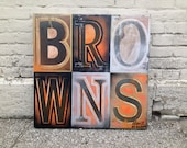 Cleveland Browns No. 4 Large Block Lettering Painting on Canvas 24 x 24