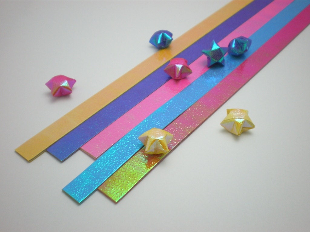 Summer Love Pearlescent Origami Lucky Star Paper Strips - pack of 70 strips