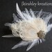 ARRI 3 --  Gorgeous Champagne / Ivory & White Peacock Feather Fascinator Wedding Hairpiece w/ Vintage Style Rhinestones and Birdcage Veiling