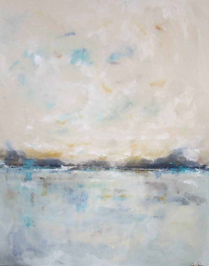 Large Abstract Seascape Original Painting -Seaside Calm 48 x 60