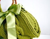 Bag, Knitted Handbag, Lime Green women Bag