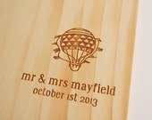 vintage travel wood guest book custom wedding personalized bridal engagement rustic modern // hot air balloon 30 pages
