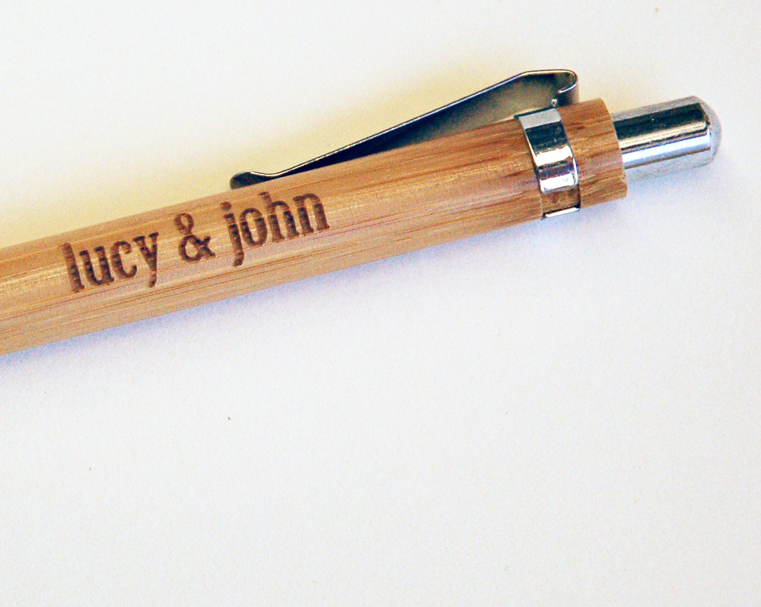 Pen custom engraved bamboo wood wedding guest book signing