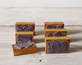 Six vintage rubber school stamps, Old French school stamps, Fruit images - FrenchFind