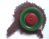 Harris Tweed Fabric Brooch in Red & Green