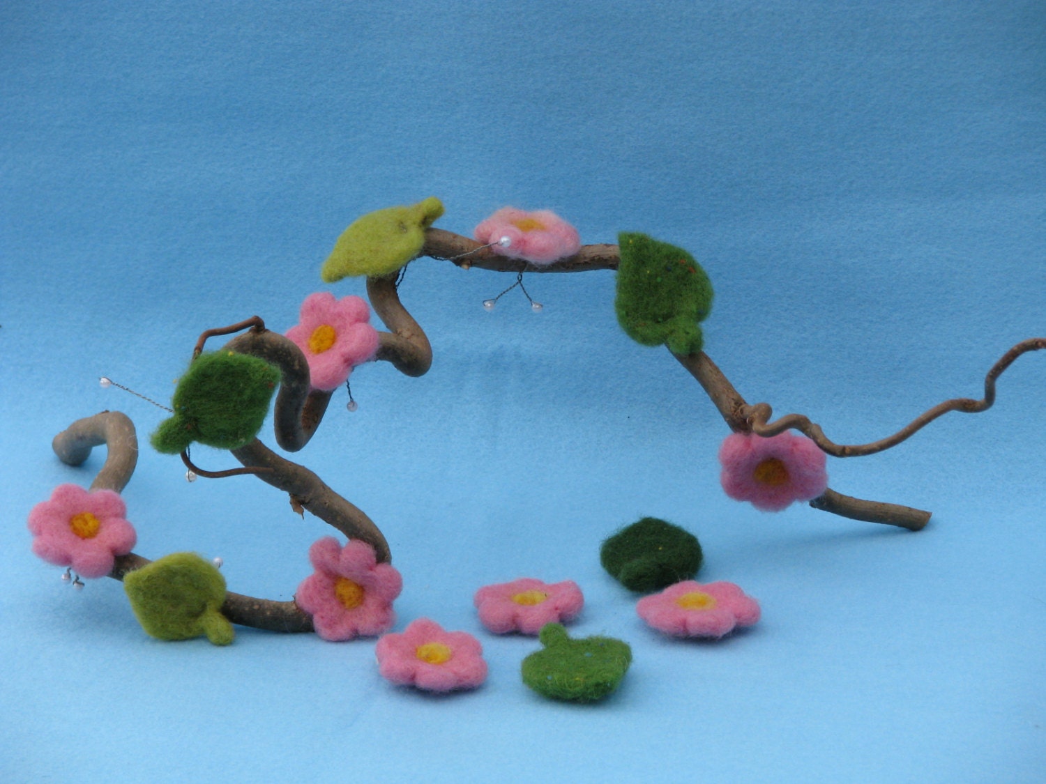 Needle felted flowers for decoration