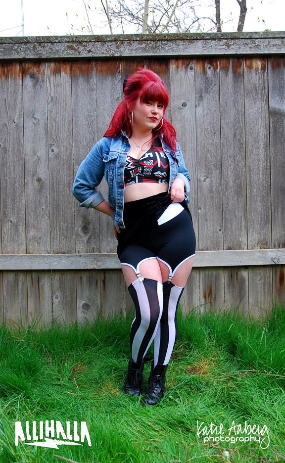 Black and White Garter Shorts