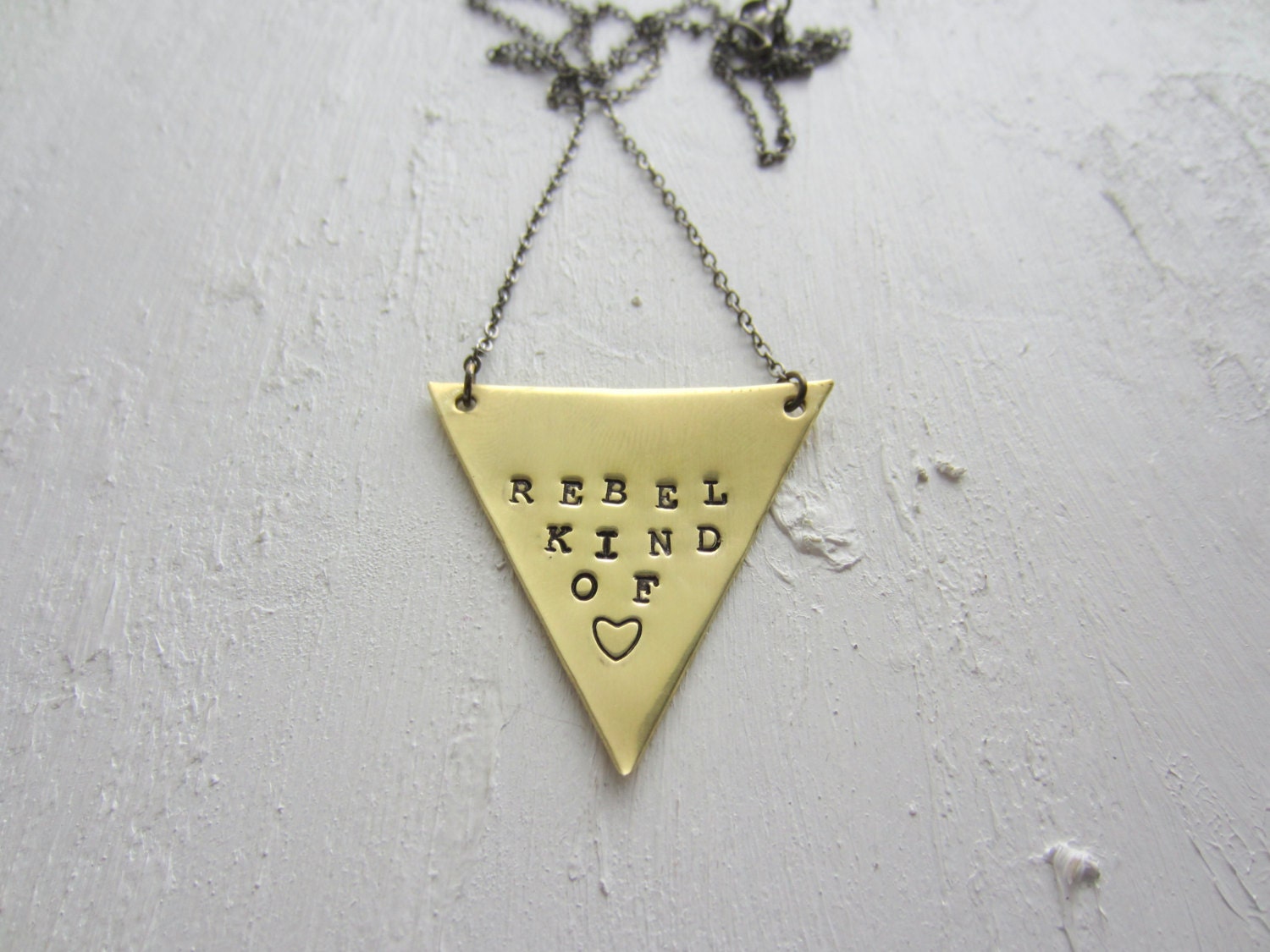 Triangle Pendant Necklace Brass Triangle Necklace Geometric Jewelry Romantic Necklace Romantic Jewelry Love Necklace