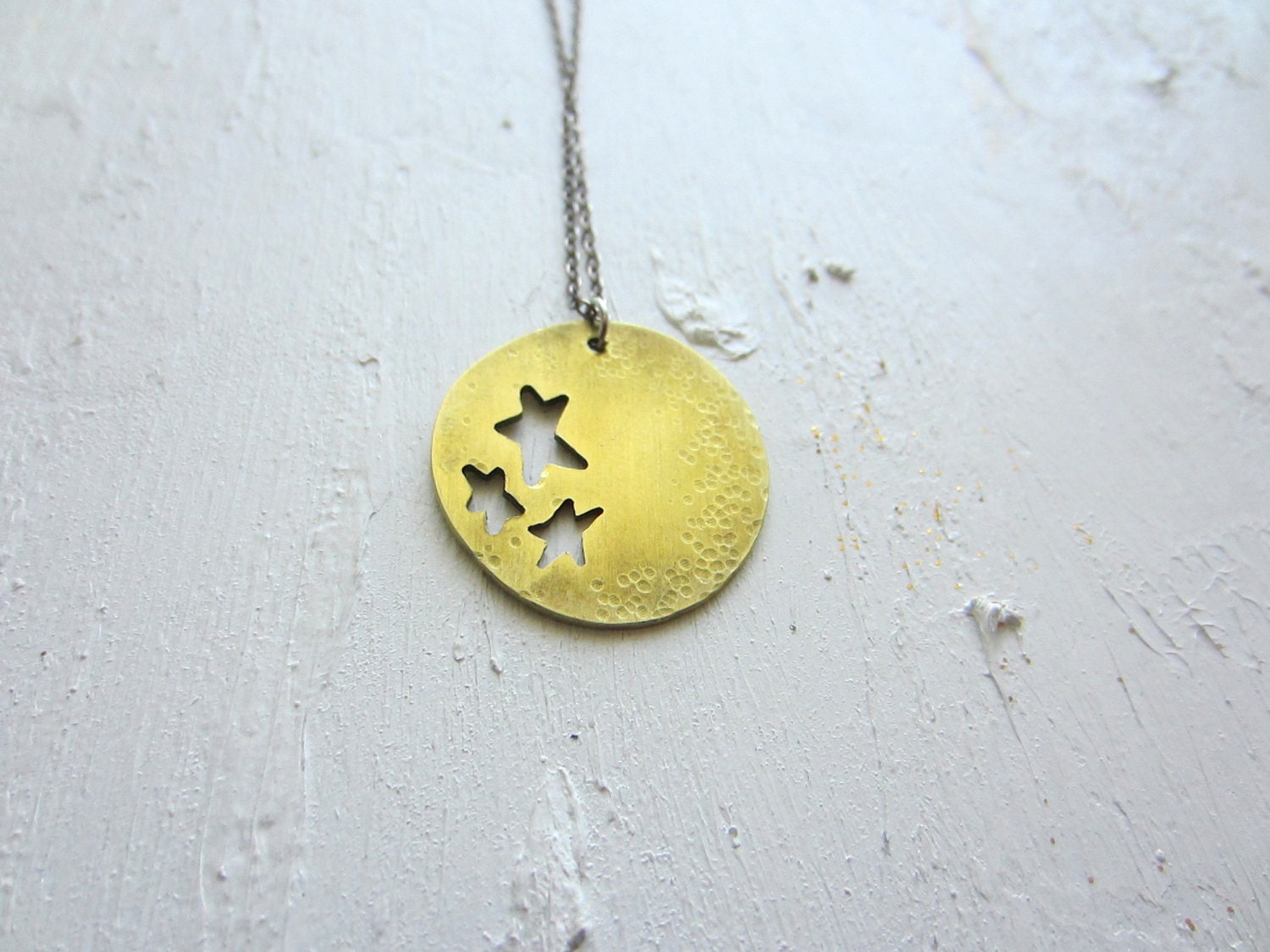 Lullaby -  Brass Moon and Star Pendant Necklace Cut Out Jewelry Oxidized Sterling Silver Chain Boho Jewelry Celestial Jewelry