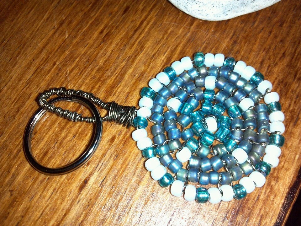 Gun Metal New Handmade Beaded Glass 2" Keychain Michigan Wire Backpack Handbags