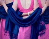 Navy Bridesmaids Pashmina Wrap - Monogrammed Pashminas Wedding Pashmina Personalized for Bridesmaids Pashmina
