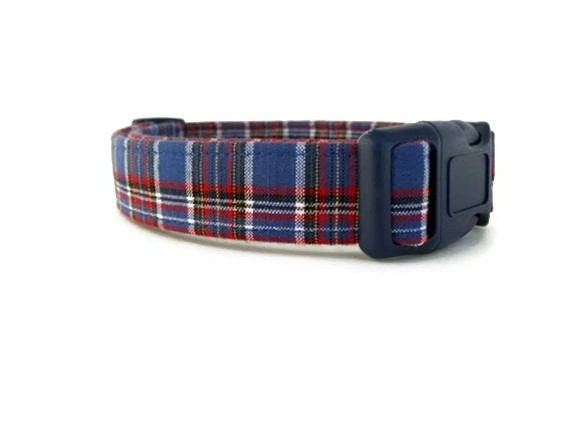 Blue Plaid Dog Collar - Patriotic Plaid