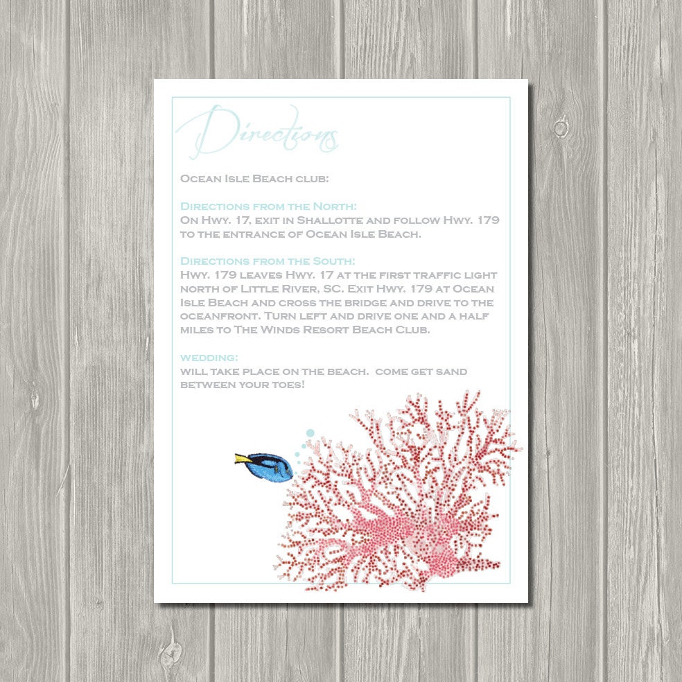 Under the Sea - Printable Wedding Directions for a beach wedding