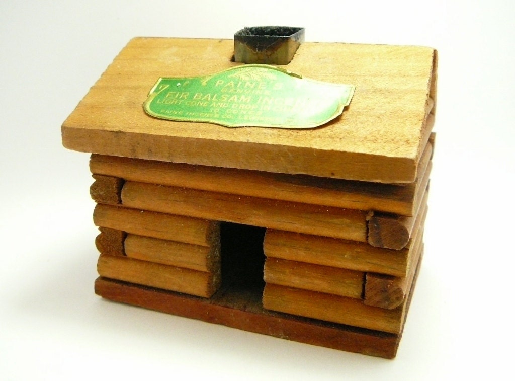 Vintage Paine's Log Cabin Incense Burner For use with Cones