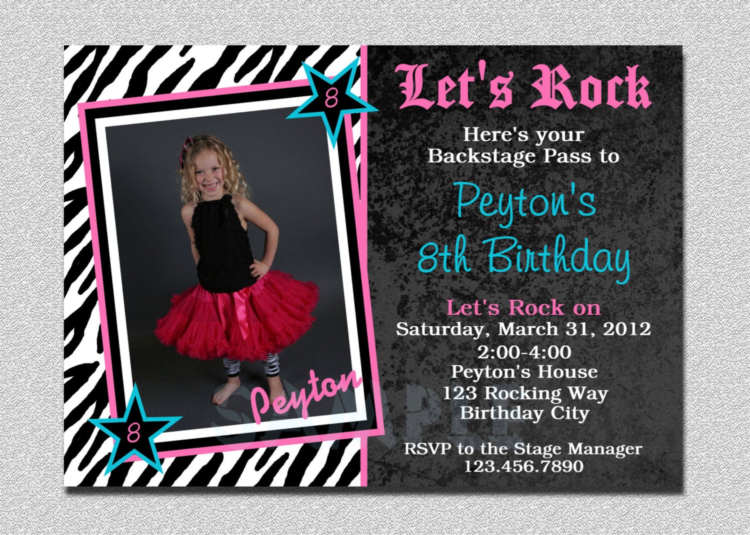 Rock Star Birthday Invitation Rock Star Birthday Party Invitation Printable Il_170x135