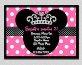 Princess Crown Minnie Mouse Birthday Invitations  Mouse Birthday Party Invite Printable