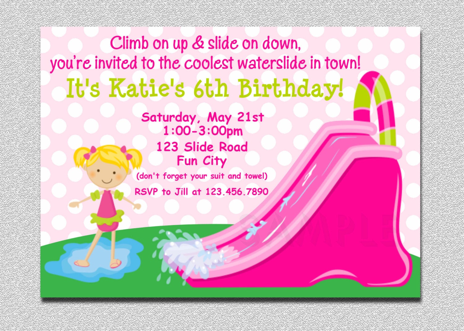Waterslide Birthday Party Invitation Waterslide Birthday Invitation Printable Il_170x135