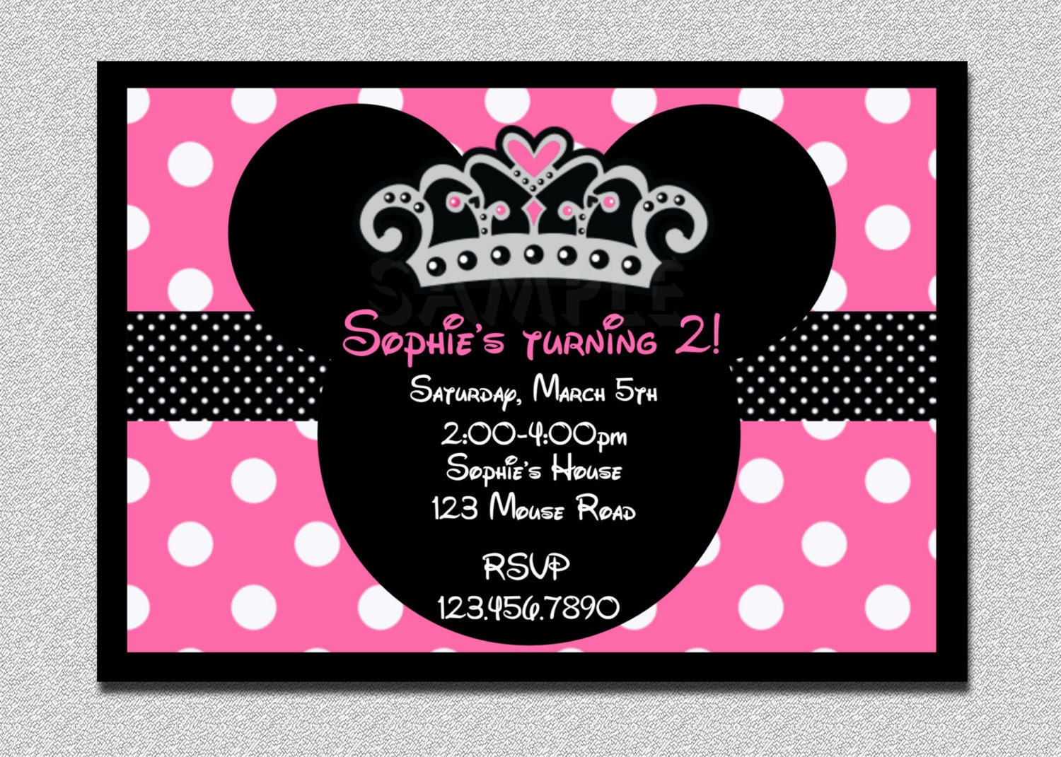 Princess Crown Minnie Mouse Birthday Invitations Mouse Birthday Party Invite Printable