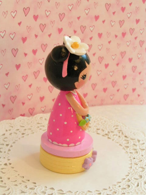 Pink and white polka dotted Cake Topper- Play Toy ...All in One