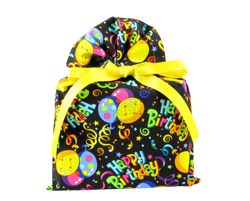 Birthday Balloons Fabric Gift Bag