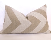 Chevron Linen Pillow - Natural - White - 12x20 inch - BOTH SIDES - Zig Zag - Decorative Pillow - Linen Pillow - Throw Pillow